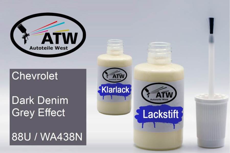Chevrolet, Dark Denim Grey Effect, 88U / WA438N: 20ml Lackstift + 20ml Klarlack - Set, von ATW Autoteile West.